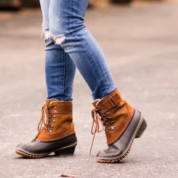 SOREL | Winter Fancy Lace-Up II Leather Duck Boots in Brown | Sz 9 - Picture 16 of 16